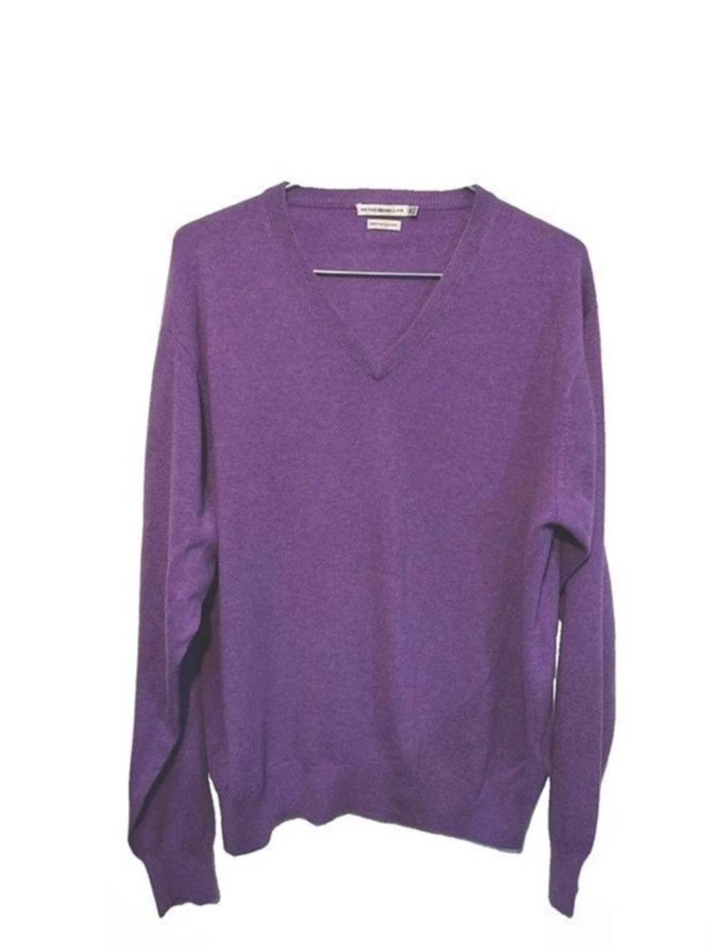 Peter Millar Crown Heritage pure Cashmere V-Neck Sweater Purple XL